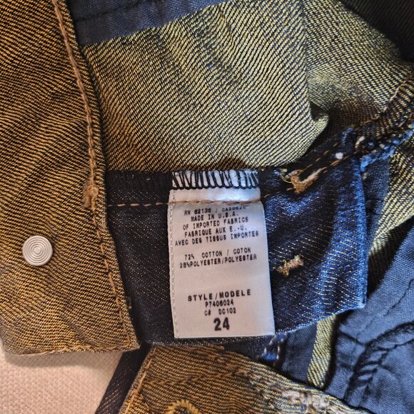 Marciano Gold Embroidered Dark Wash Crop Jeans - Size 24 - Picture 4 of 7